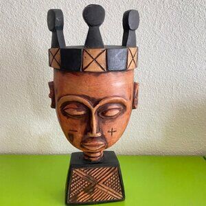 Hand carved wood standing mask